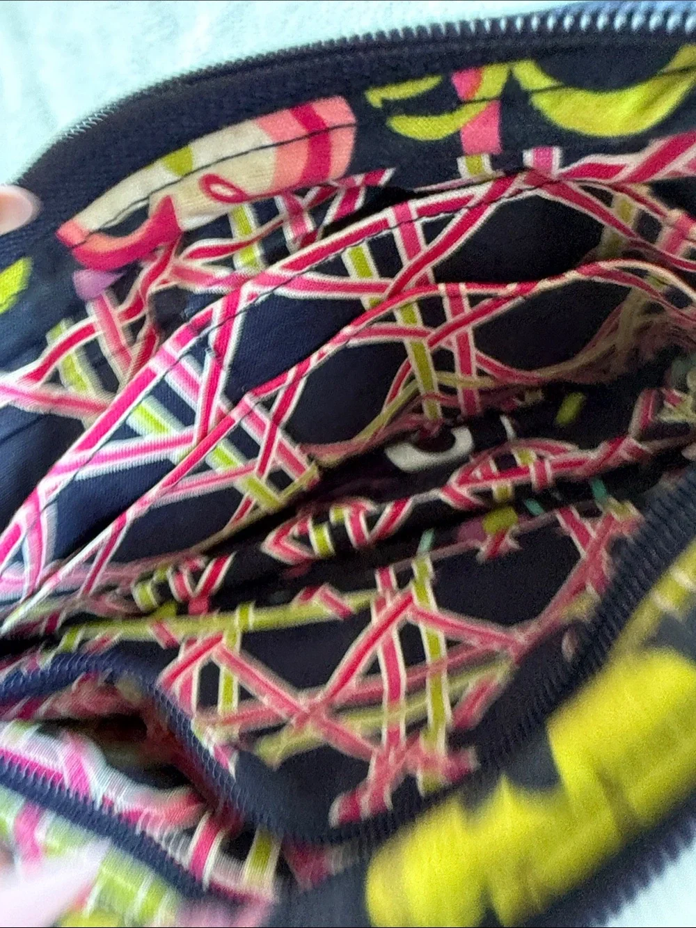 Vera Bradley Navy Quilted Floral Wristlet with Pink and Green Accents
